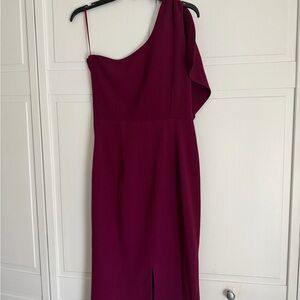 Dress the Population One-Shoulder Berry Sheath Dress